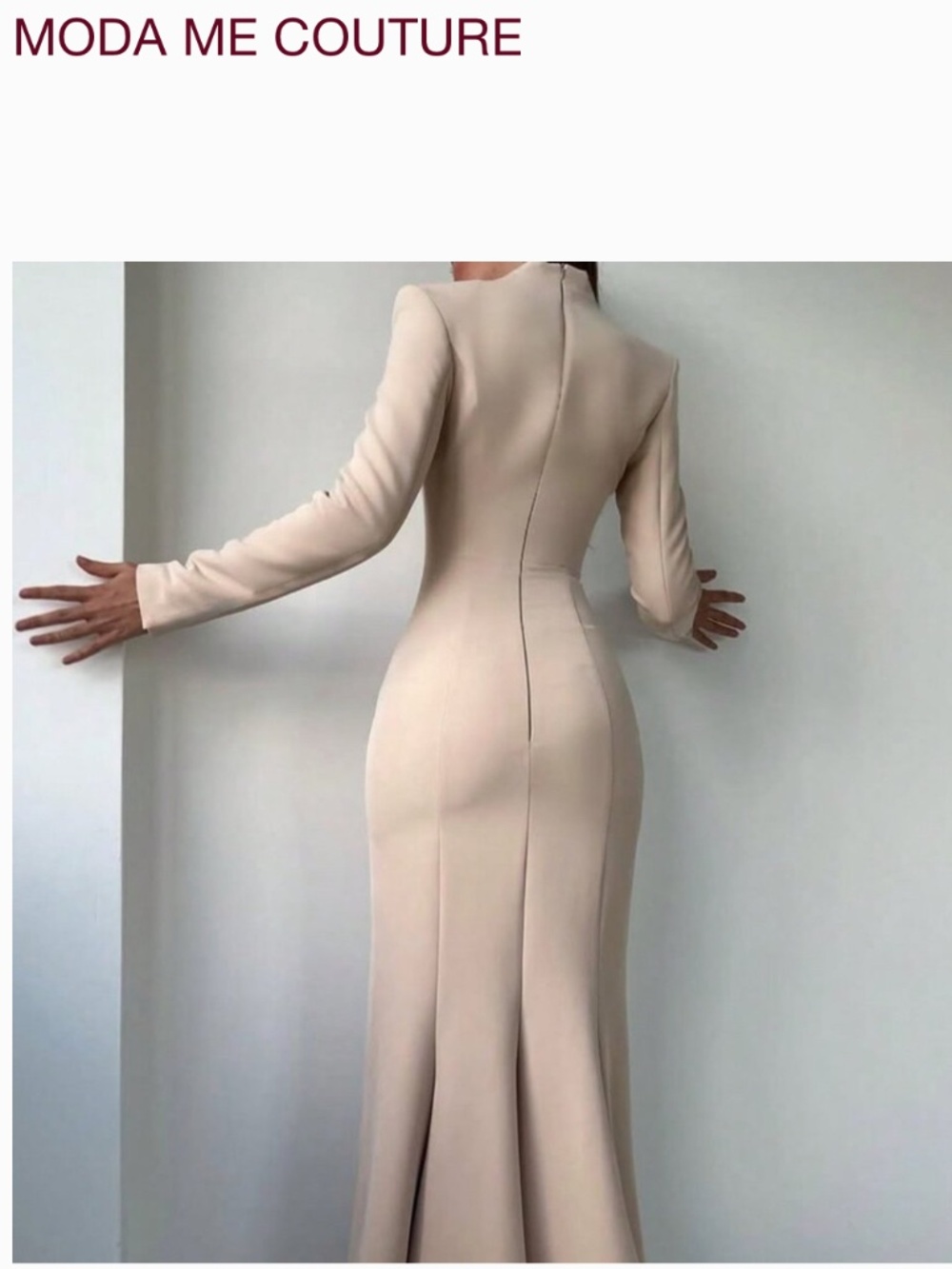 Khaki Elegant Women's Long Sleeve Formal Dress - Picture 2 of 2